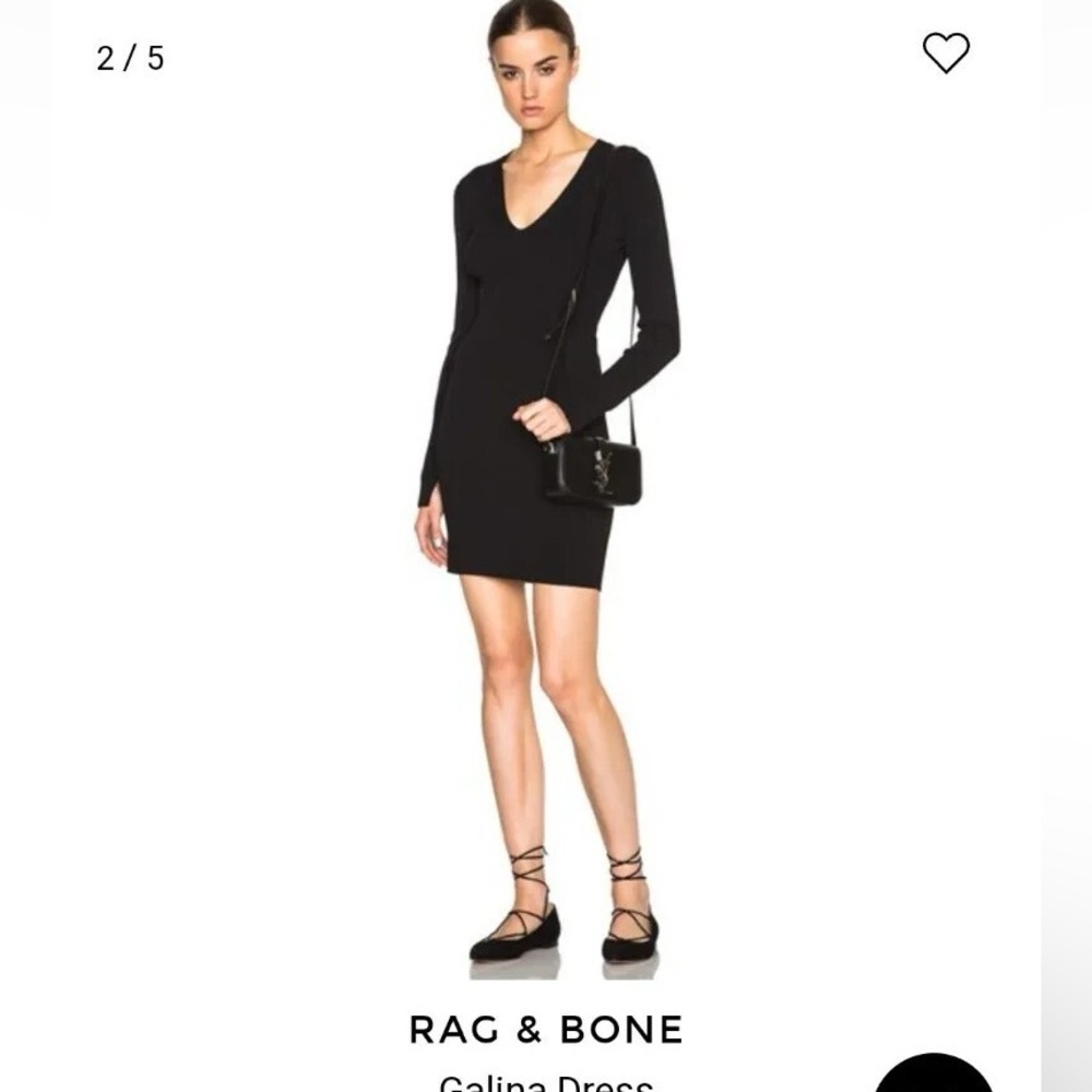 Rag and Bone Galina ribbed mini bodycon open back dress black XS nwot